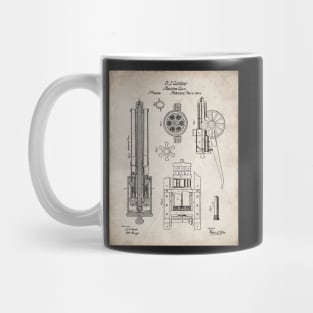 Gatling Machine Gun Patent - Gun Lover Gun Shop Art - Antique Mug